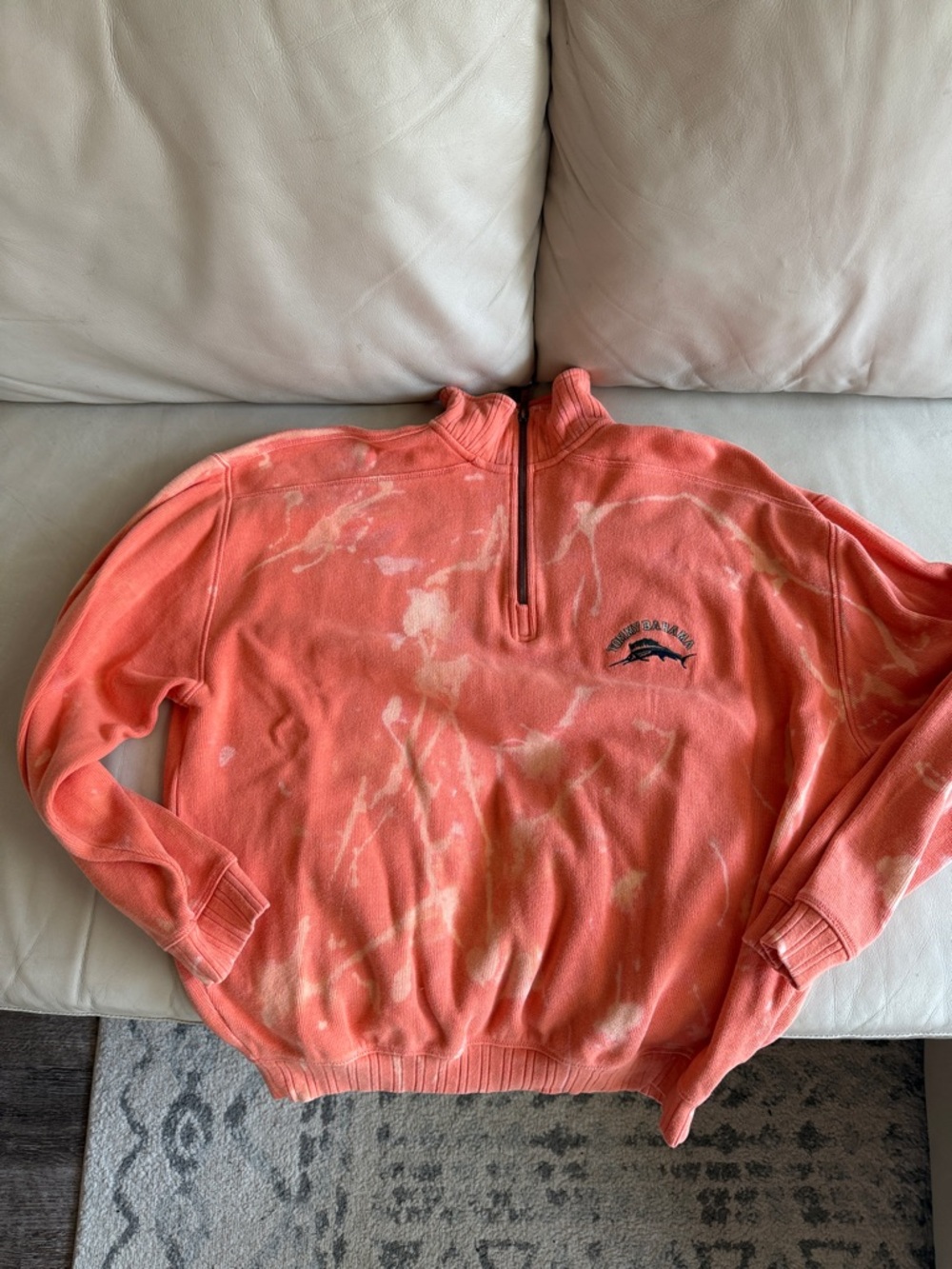 Tommy Bahama Coral Tie-Dye Quarter-Zip Sweatshirt